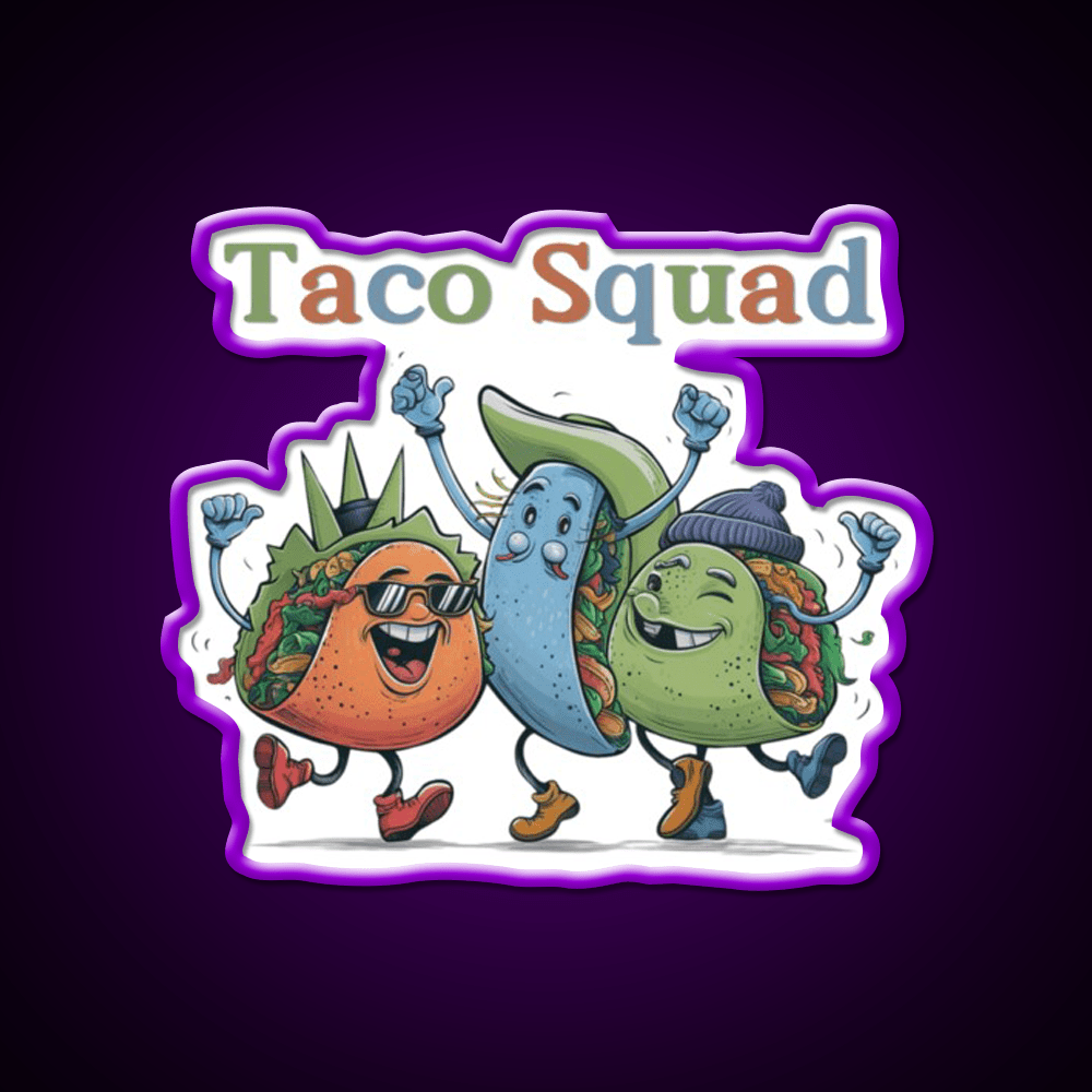 Funny Taco Squad Taco Led Neon Sign Mexican Food Sign Rgb Color - Shineneon