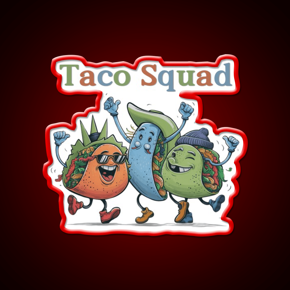 Funny Taco Squad Taco Led Neon Sign Mexican Food Sign Rgb Color - Shineneon