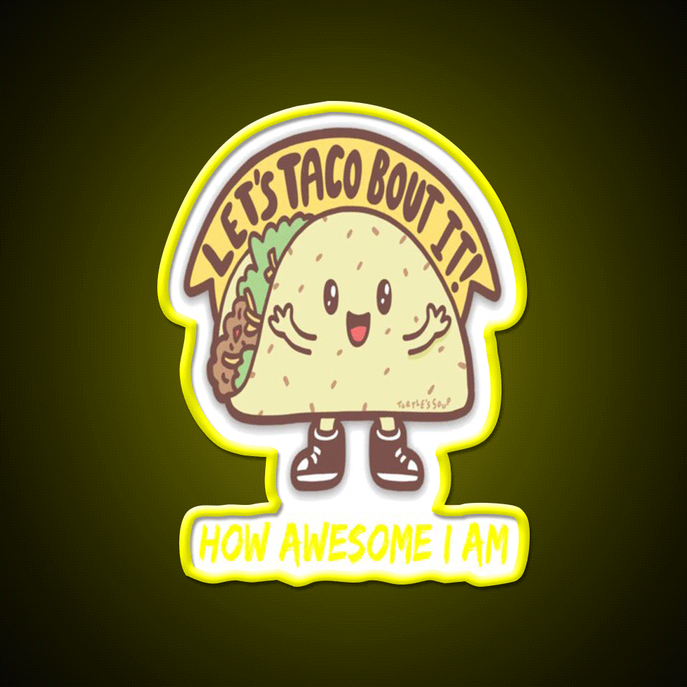 Funny Taco Taco Led Neon Sign Mexican Food Sign Rgb Color - Custom LED neon sign front view