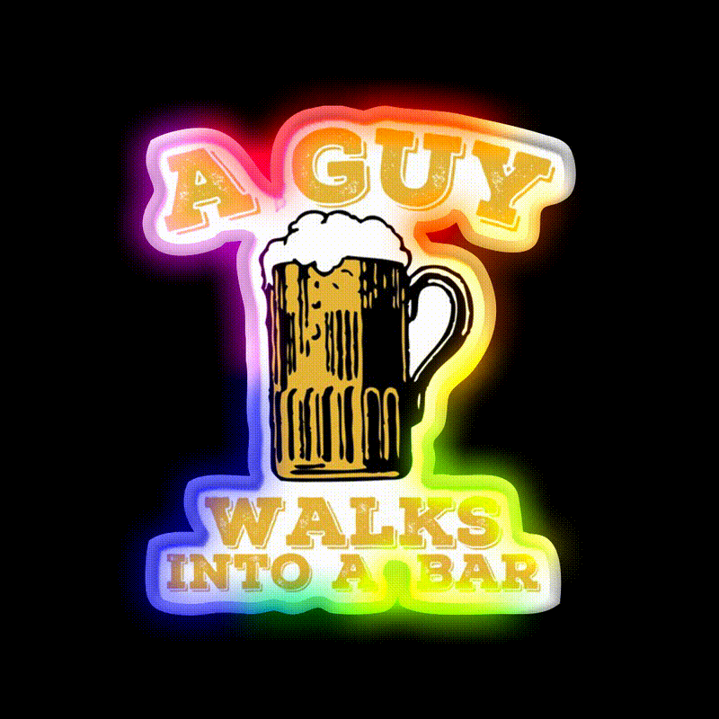 Funny Walks Into A Bar Man Cave Bar Led Neon Sign Rgb Color