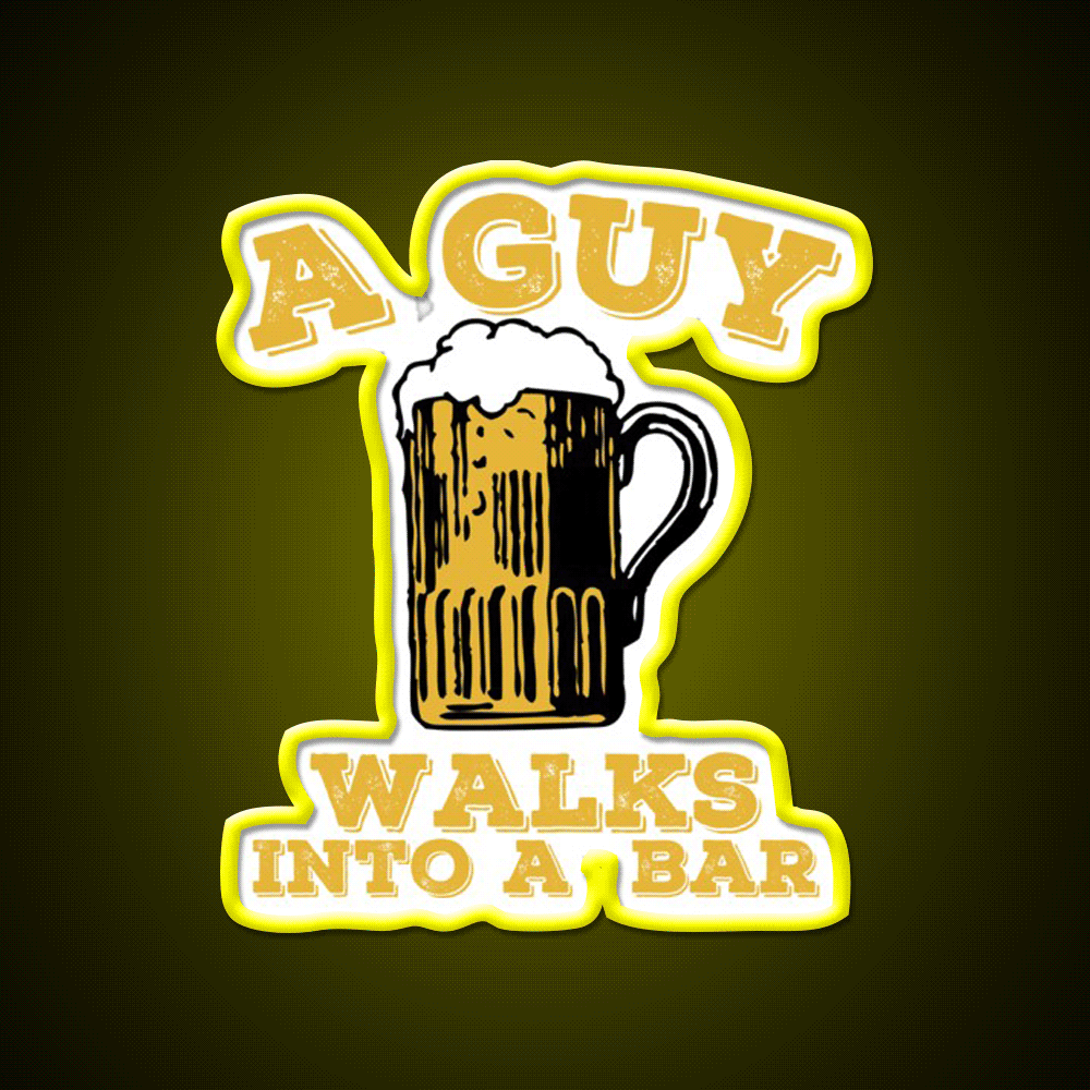 Funny Walks Into A Bar Man Cave Bar Led Neon Sign Rgb Color