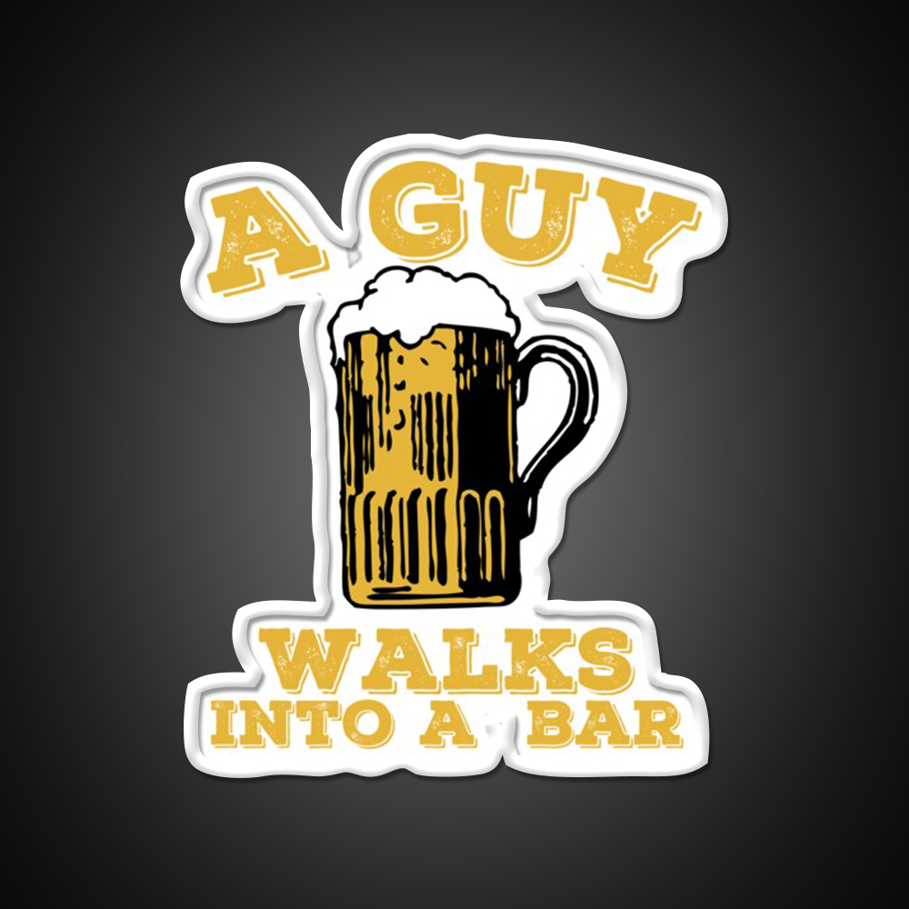 Funny Walks Into A Bar Man Cave Bar Led Neon Sign Rgb Color