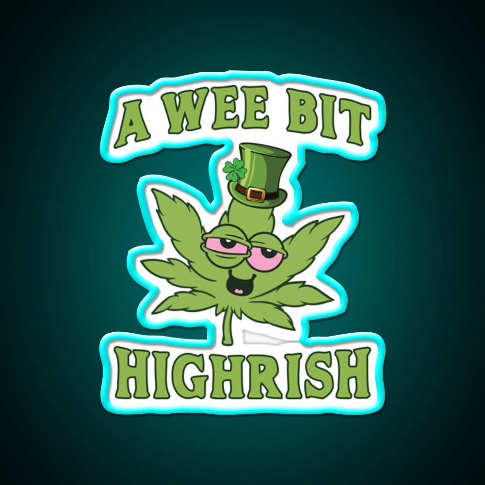 Funny Weed Stoner 420 St Patricks Day Green Leaf Led Neon Sign Rgb Color - Size and dimension reference