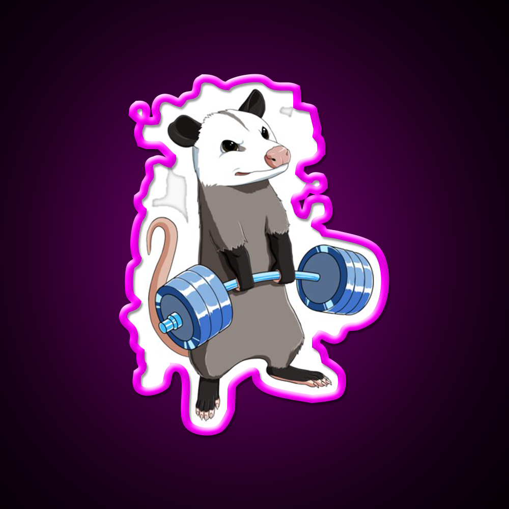 Funny Weight Lifting Fitness Gym Opossum Gym Fitness Led Neon Sign Rgb Color