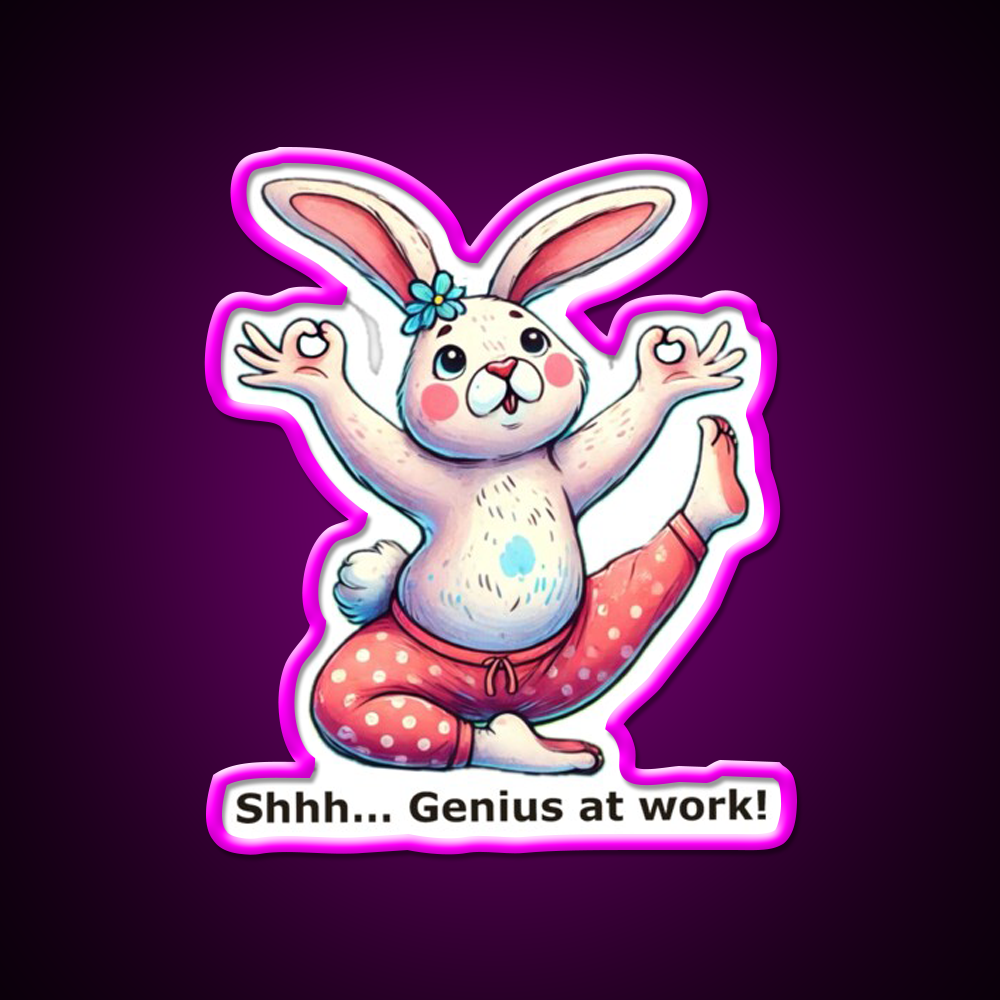 Funny Yoga Bunny Poses Yoga Led Neon Sign For Wellness Space Rgb Color