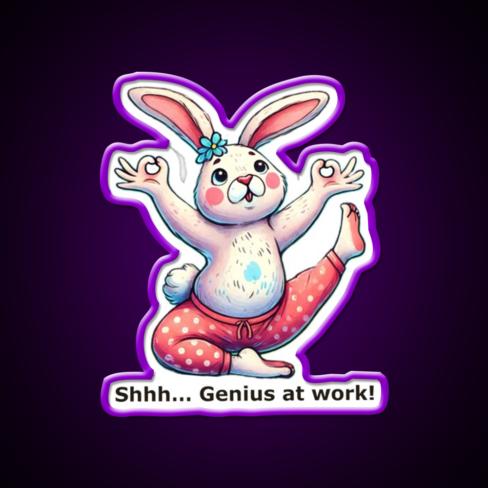 Funny Yoga Bunny Poses Yoga Led Neon Sign For Wellness Space Rgb Color