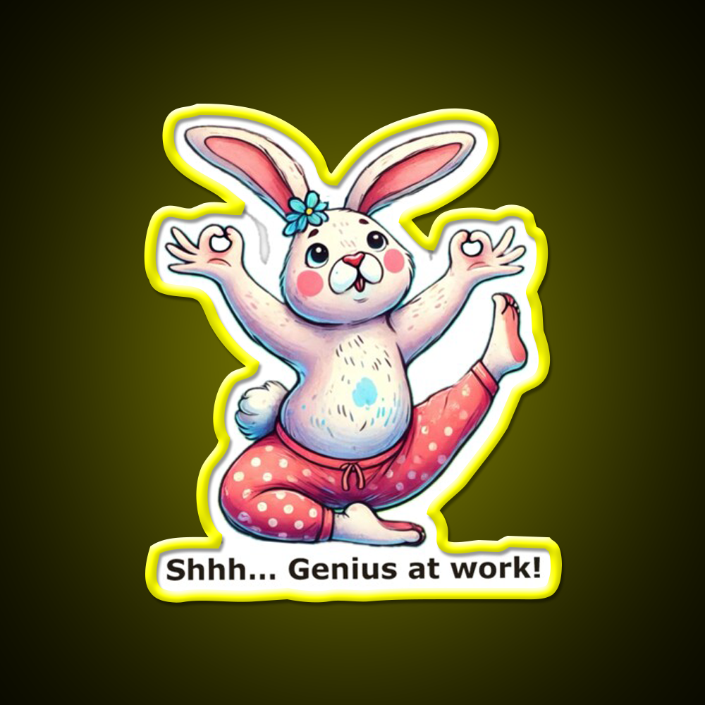 Funny Yoga Bunny Poses Yoga Led Neon Sign For Wellness Space Rgb Color