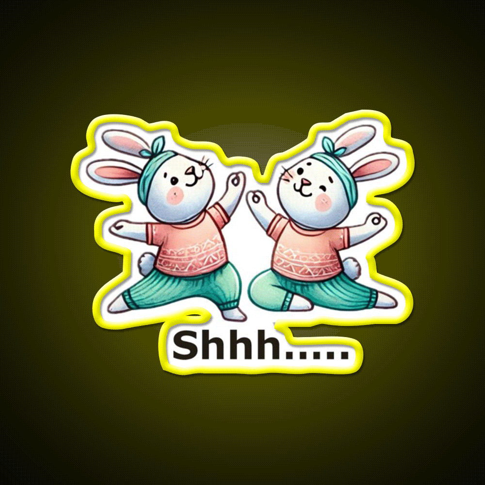 Funny Yoga Bunny Poses Yoga Led Neon Sign Yoga Studio Rgb Color