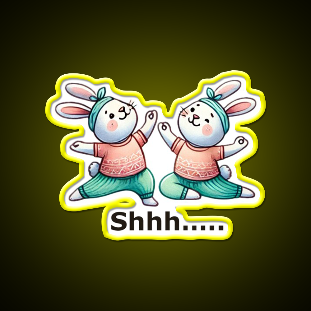 Funny Yoga Bunny Poses Yoga Led Neon Sign Yoga Studio Rgb Color