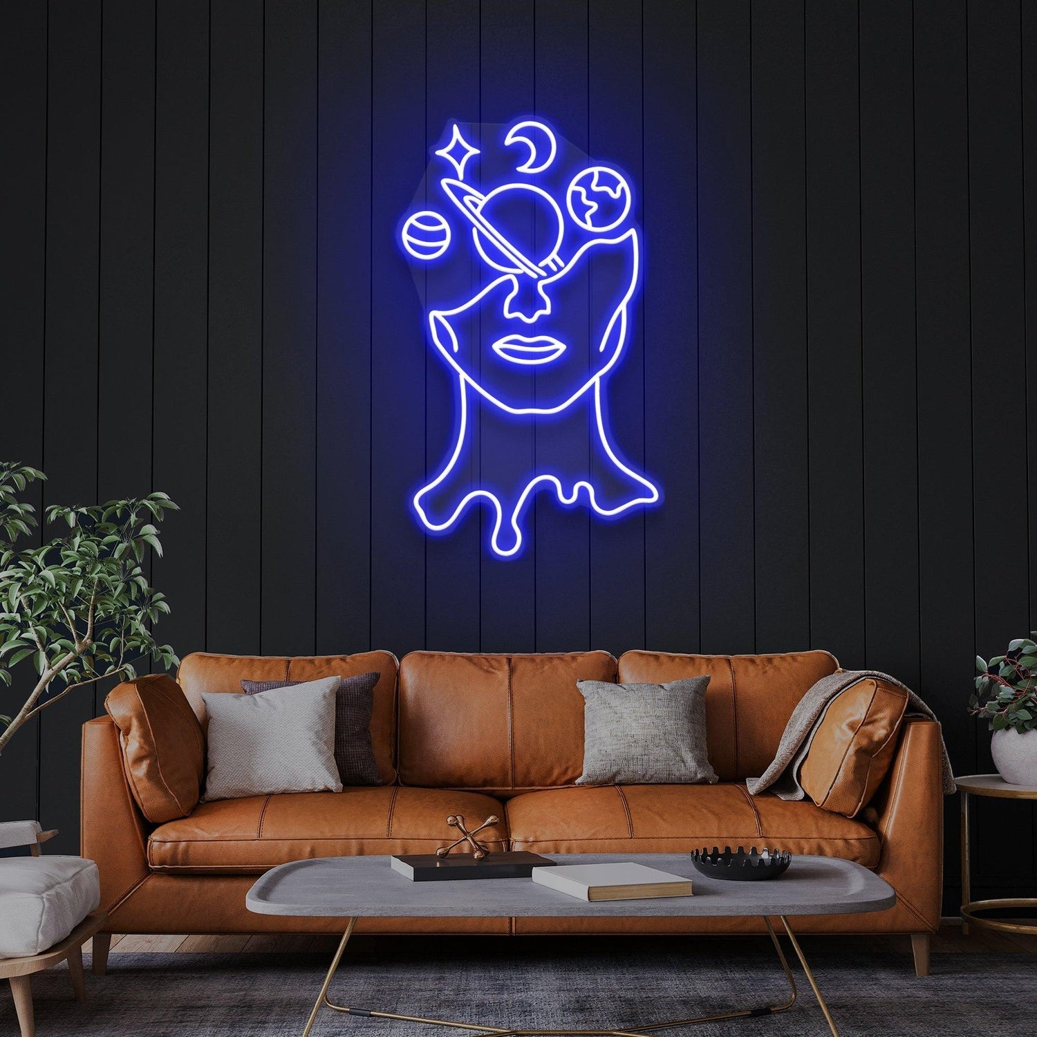 Galaxy Face Cosmic Elements Uv Printed Led Neon Sign Artwork For Artistic Home Decor | Shineneon