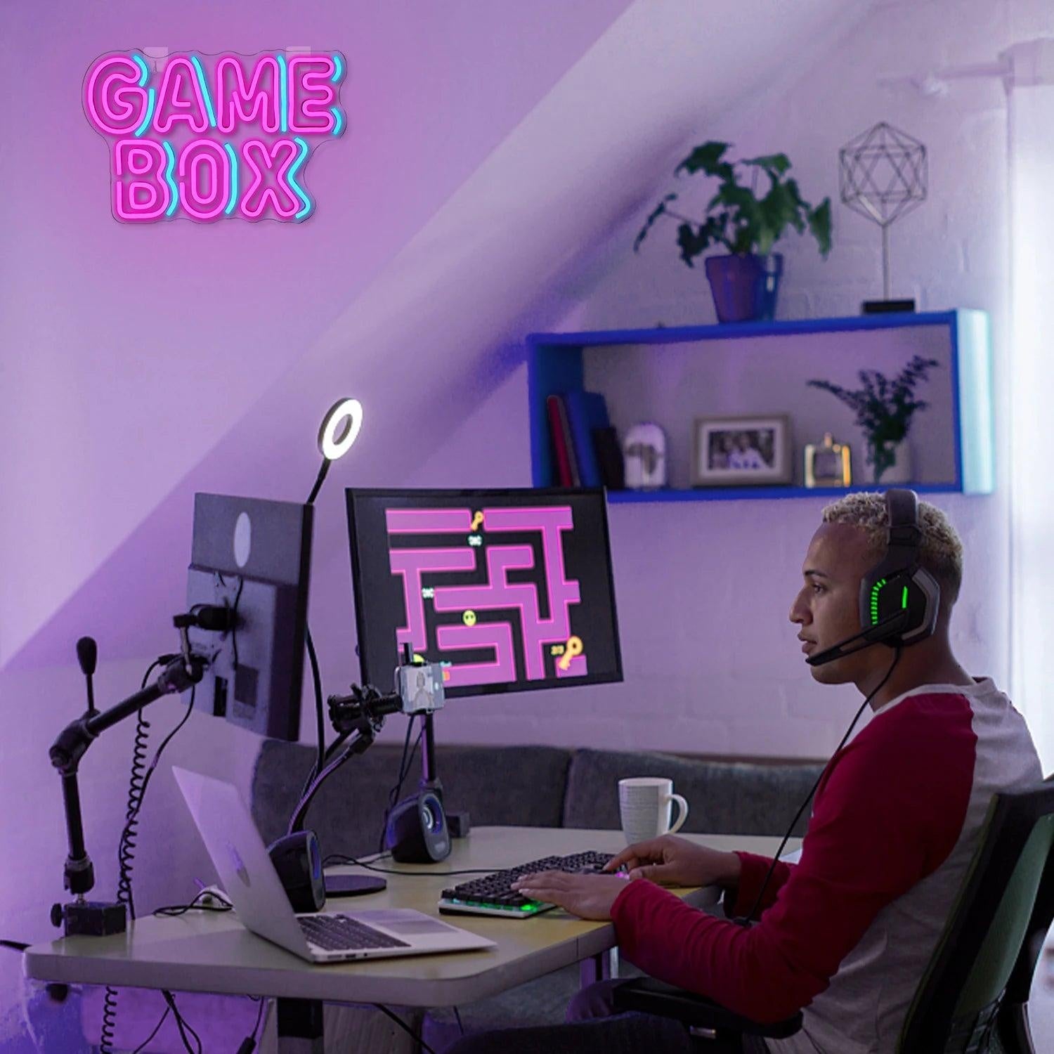 Game Box Pink Blue Led Neon Sign Gaming Room Decor | Shineneon
