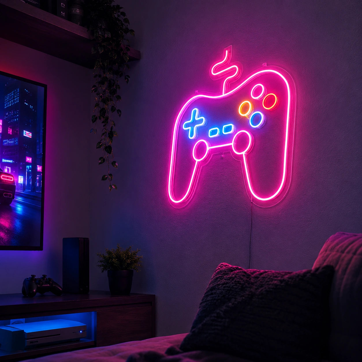 Game Controller Neon Sign Wall Art LED Neon Sign real lifestyle scene