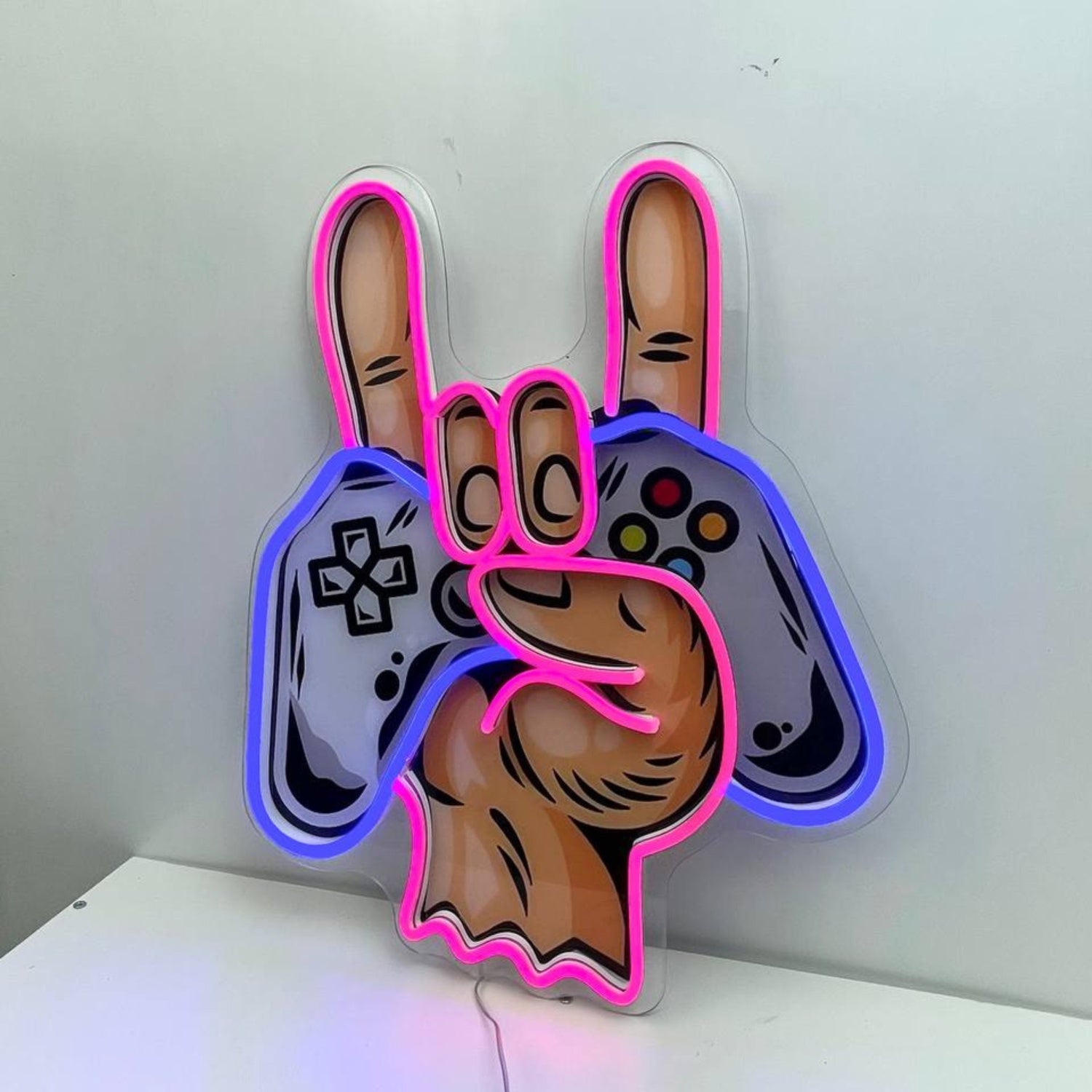 Game Controller Rock Hand Decal Printed Led Neon Sign | Shineneon