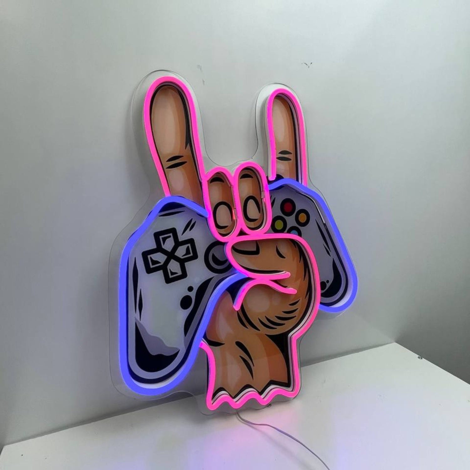 Game Controller Rock Hand Decal Printed Led Neon Sign | Shineneon