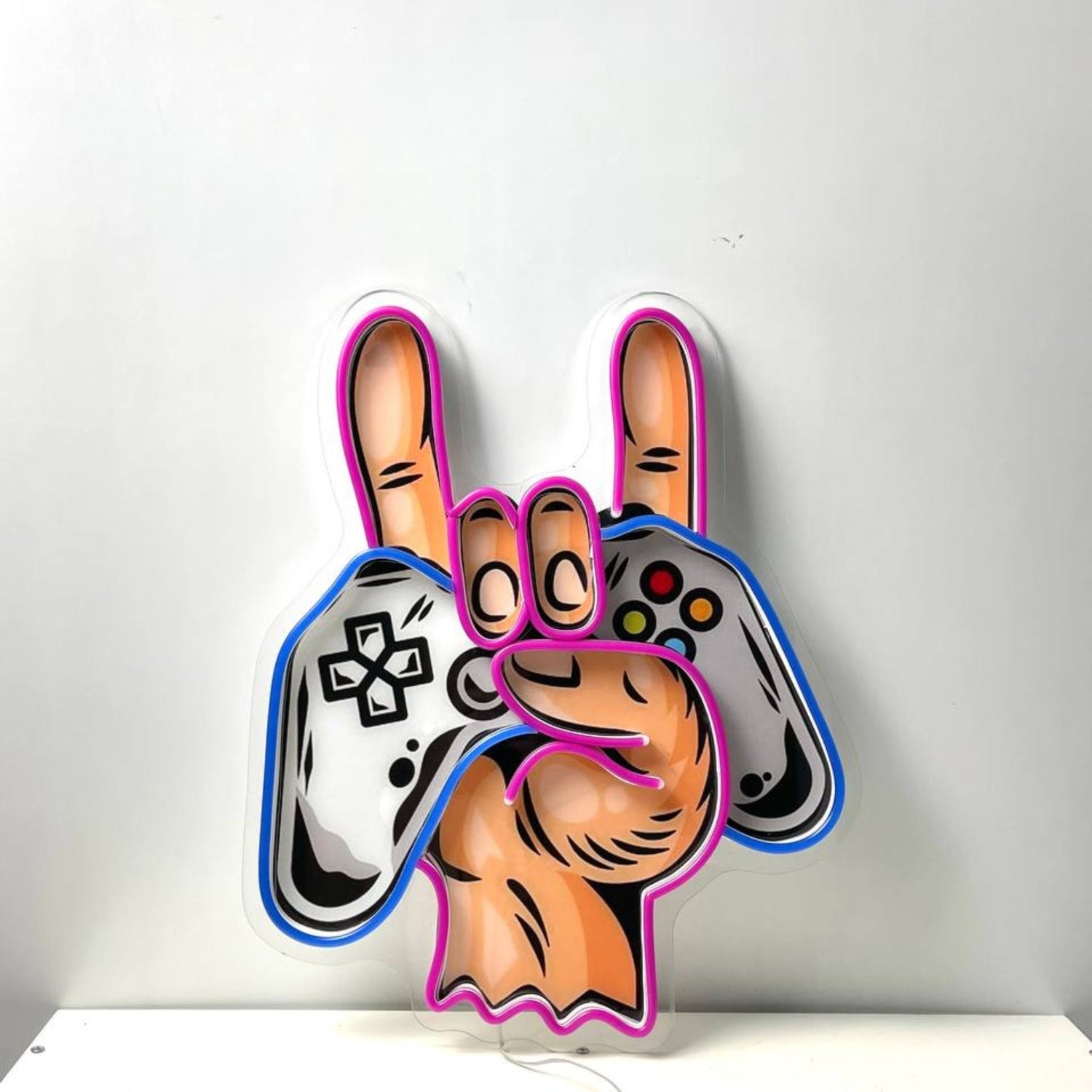 Game Controller Rock Hand Decal Printed Led Neon Sign | Shineneon