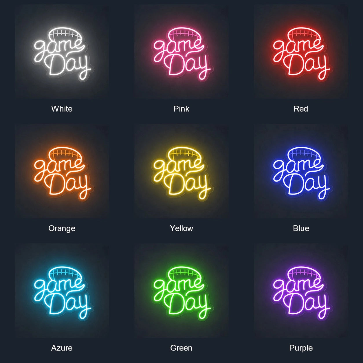 Game Day Football Home LED Neon Sign color grid