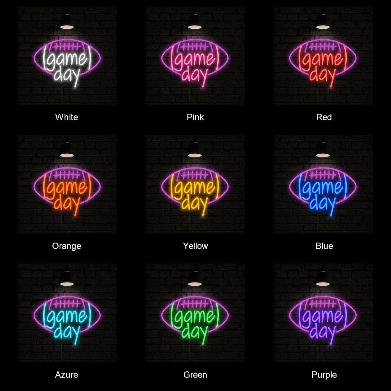 Game Day Football Man Cave LED Neon Sign color grid
