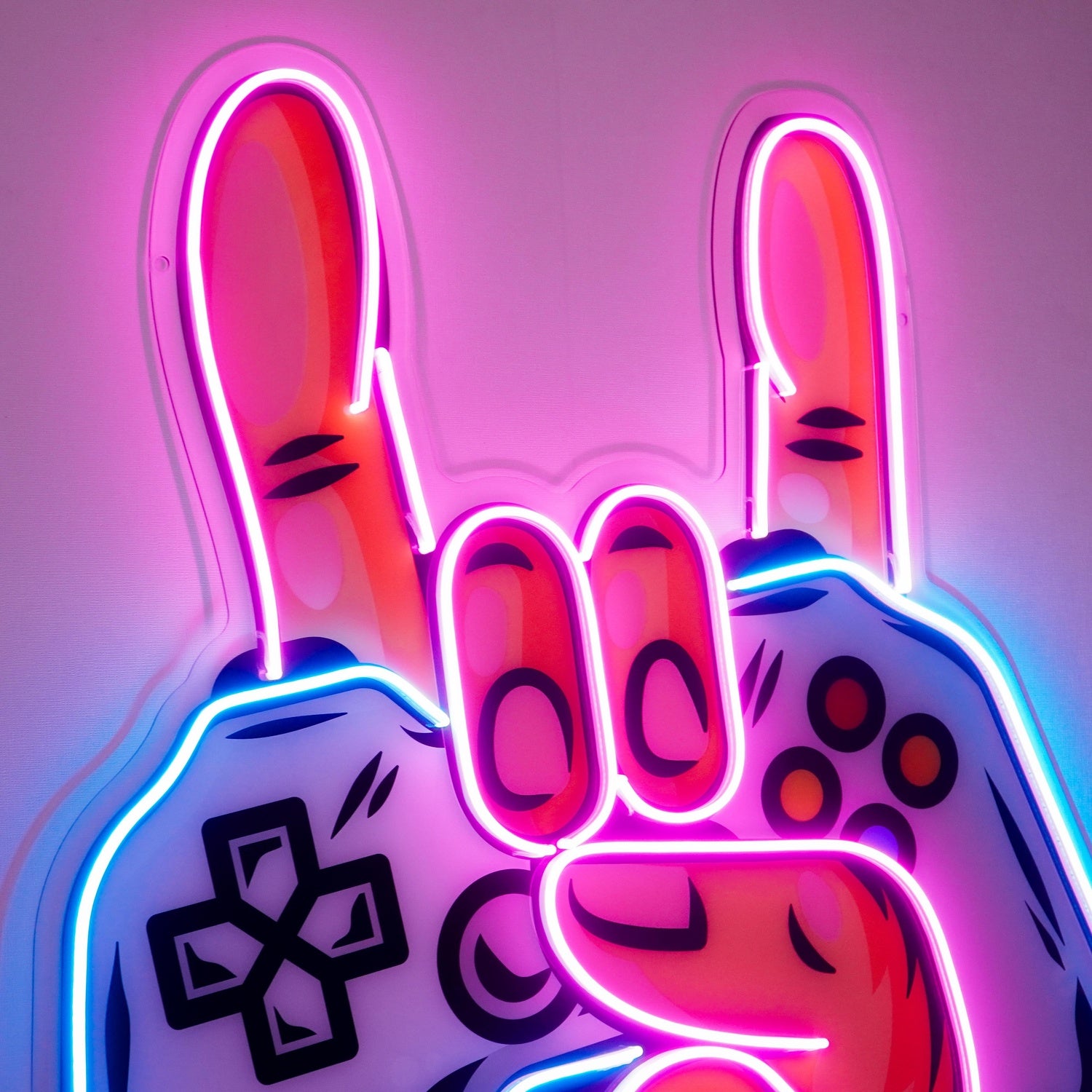 Game Hands Rock Controller Uv Printed Led Neon Sign For Gaming Room Decor | Shineneon