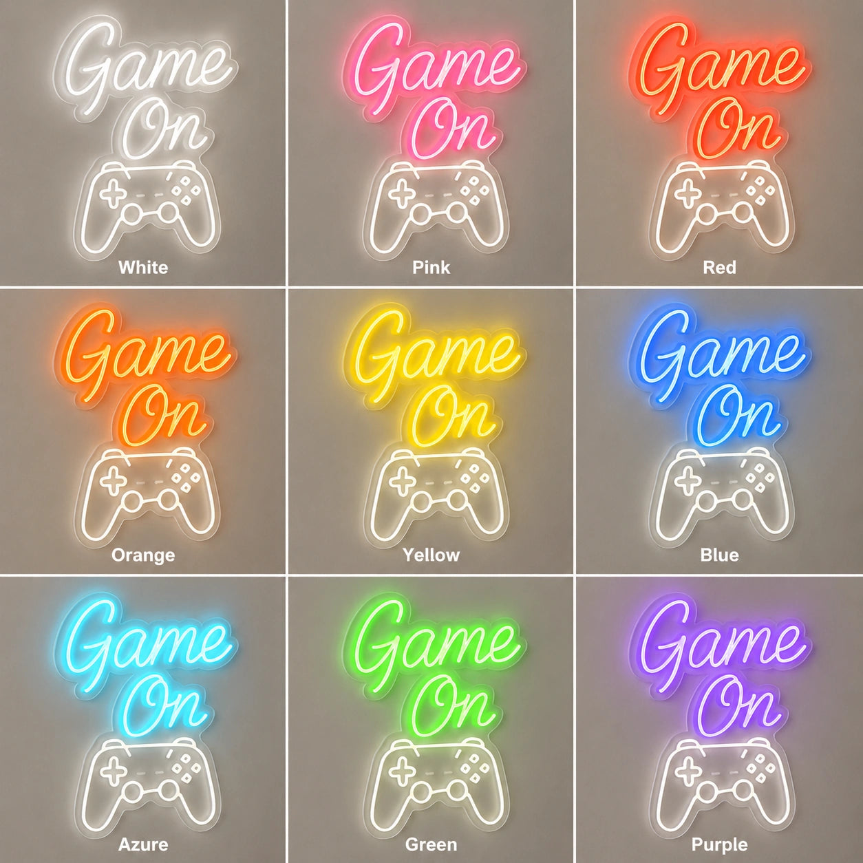 Game On Controller Neon Sign LED Neon Sign color grid