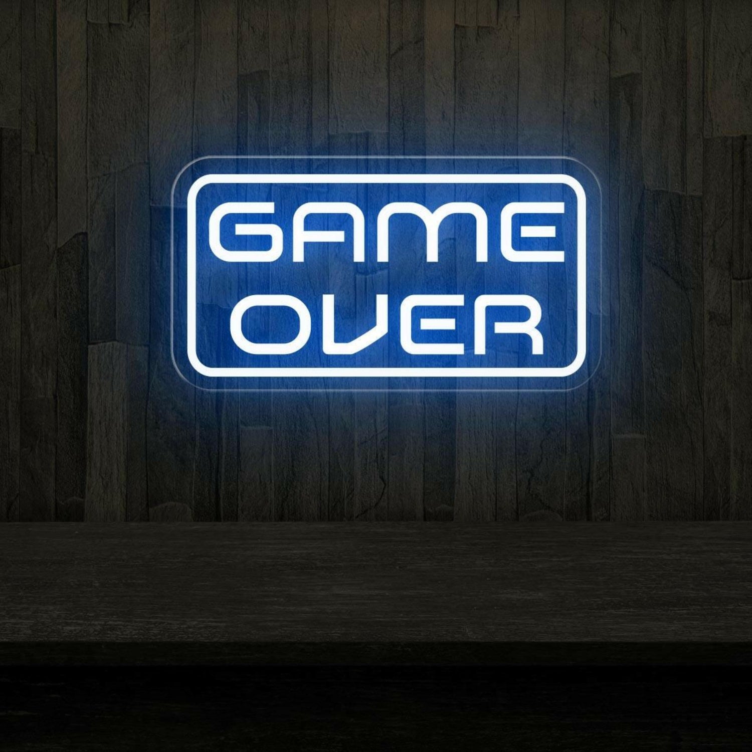 Game Over Blue-White Led Neon Sign Gaming Room Arcade Decor | Shineneon