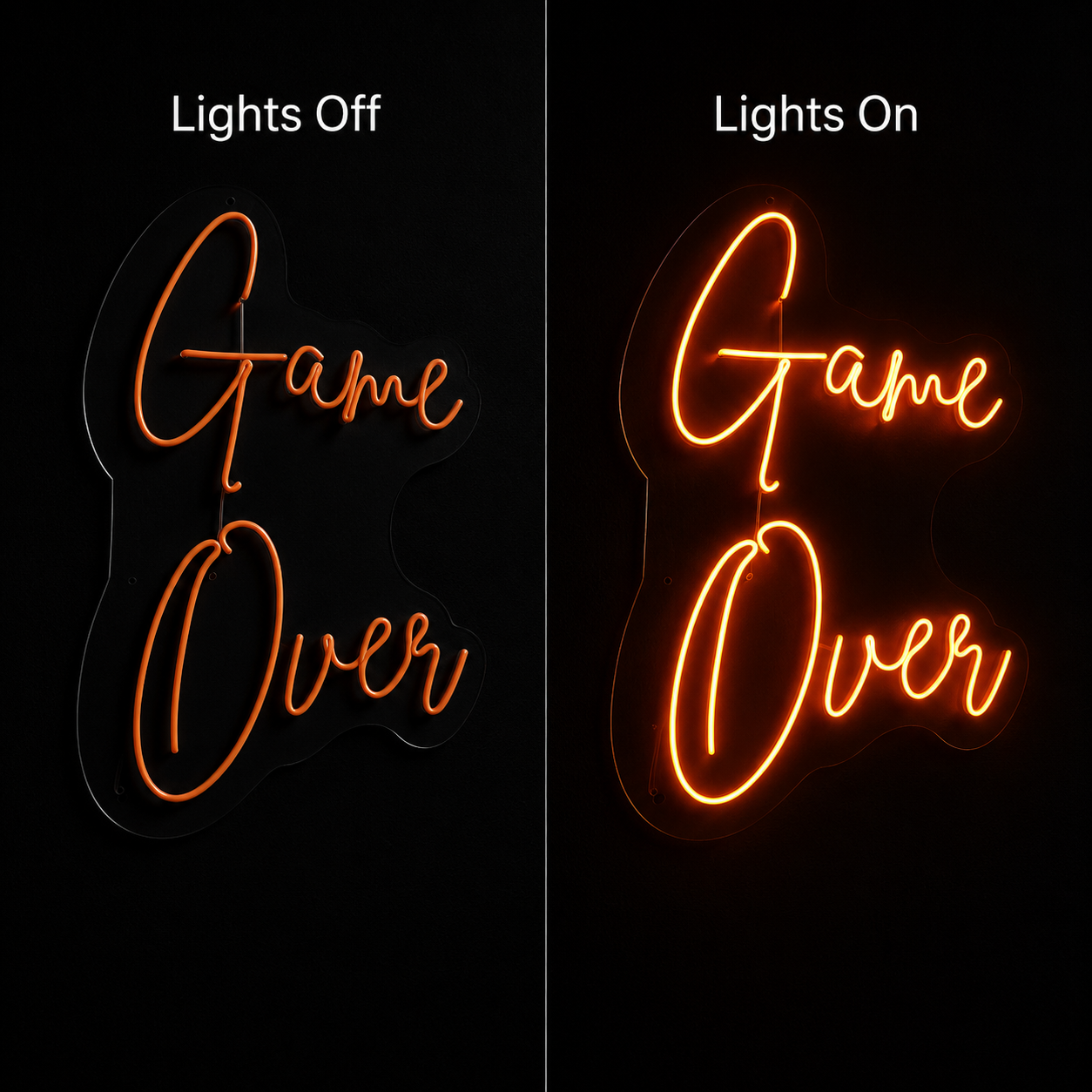 Game Over LED Neon Sign - 06 Day Night Comparison
