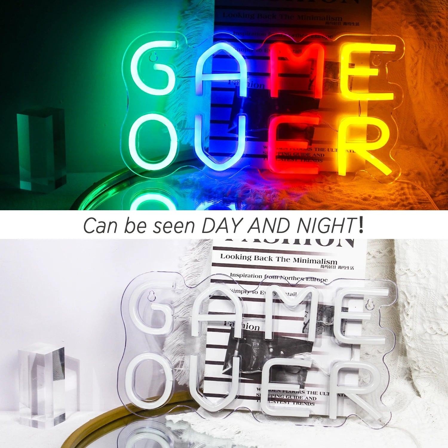 Game Over Led Neon Sign With Multicolor Lights For Gaming Room Decor | Shineneon