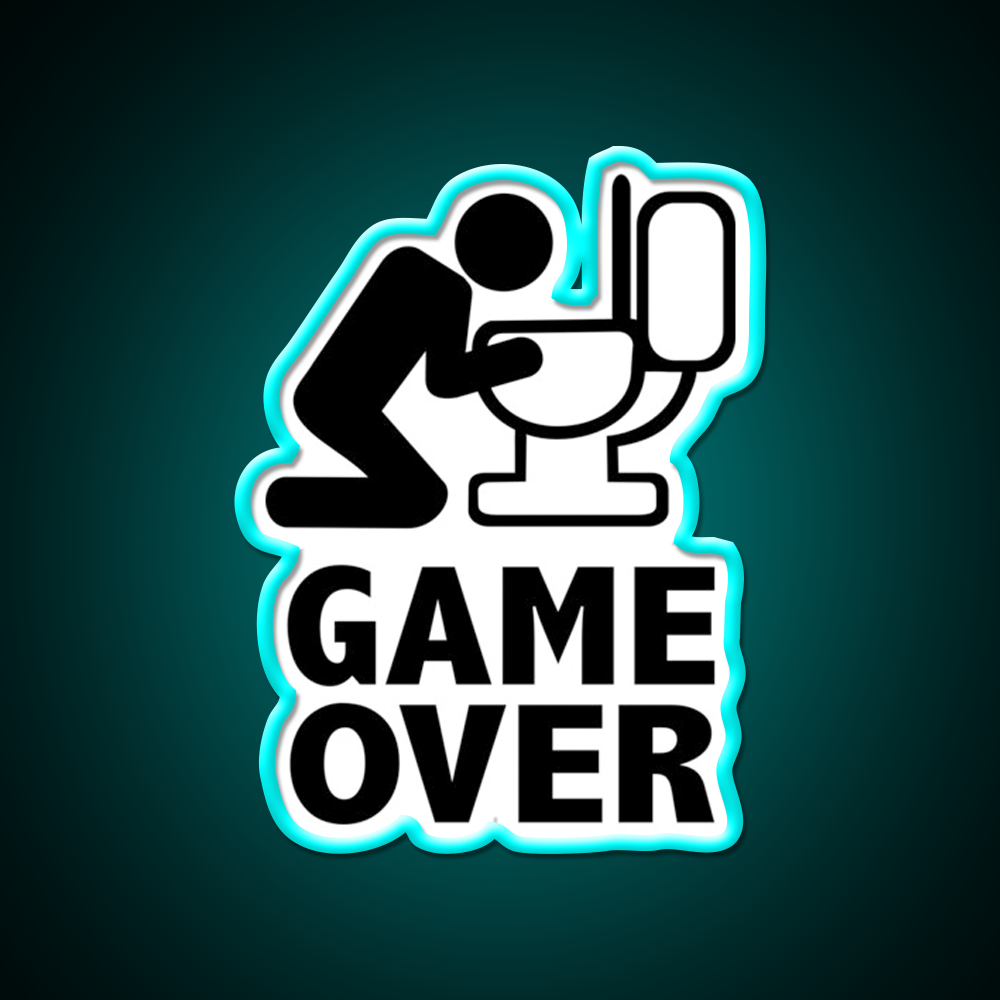 Game Over Puke Toilet Beer Bar Decor Led Neon Sign Rgb Color - Size and dimension reference