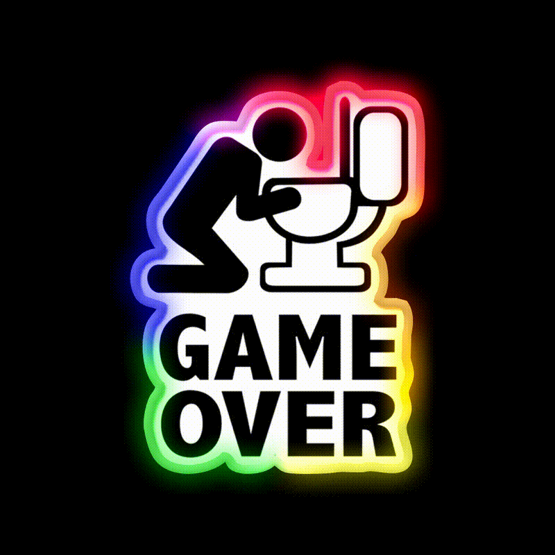 Game Over Puke Toilet Beer Bar Decor Led Neon Sign Rgb Color - LED neon sign close-up detail