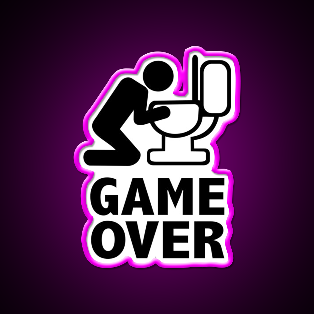 Game Over Puke Toilet Beer Bar Decor Led Neon Sign Rgb Color - Neon sign mounted on wall in room