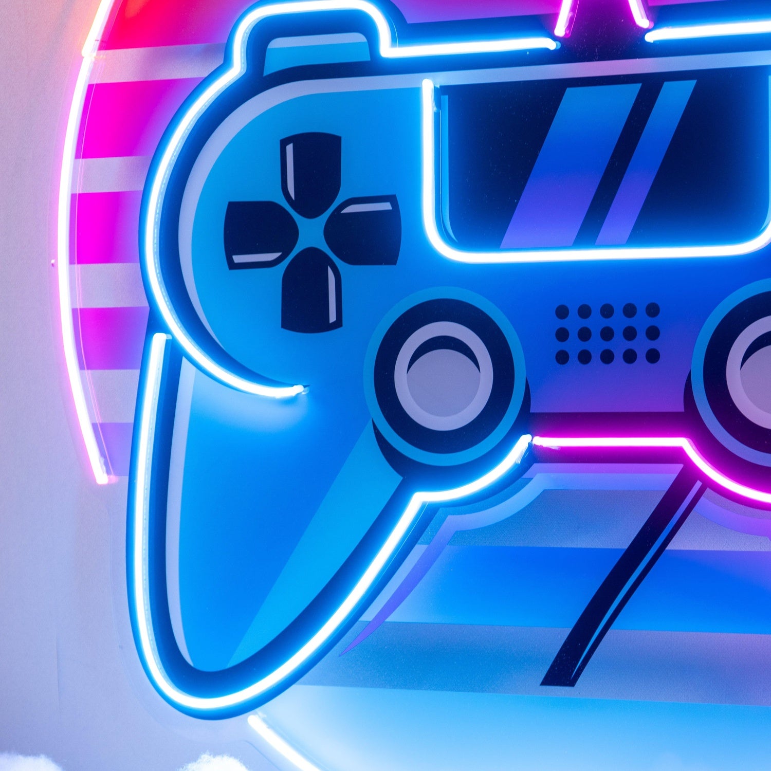 Game Plus Multicolor Retro Controller Uv Printed Led Neon Sign For Gaming Room Decor | Shineneon