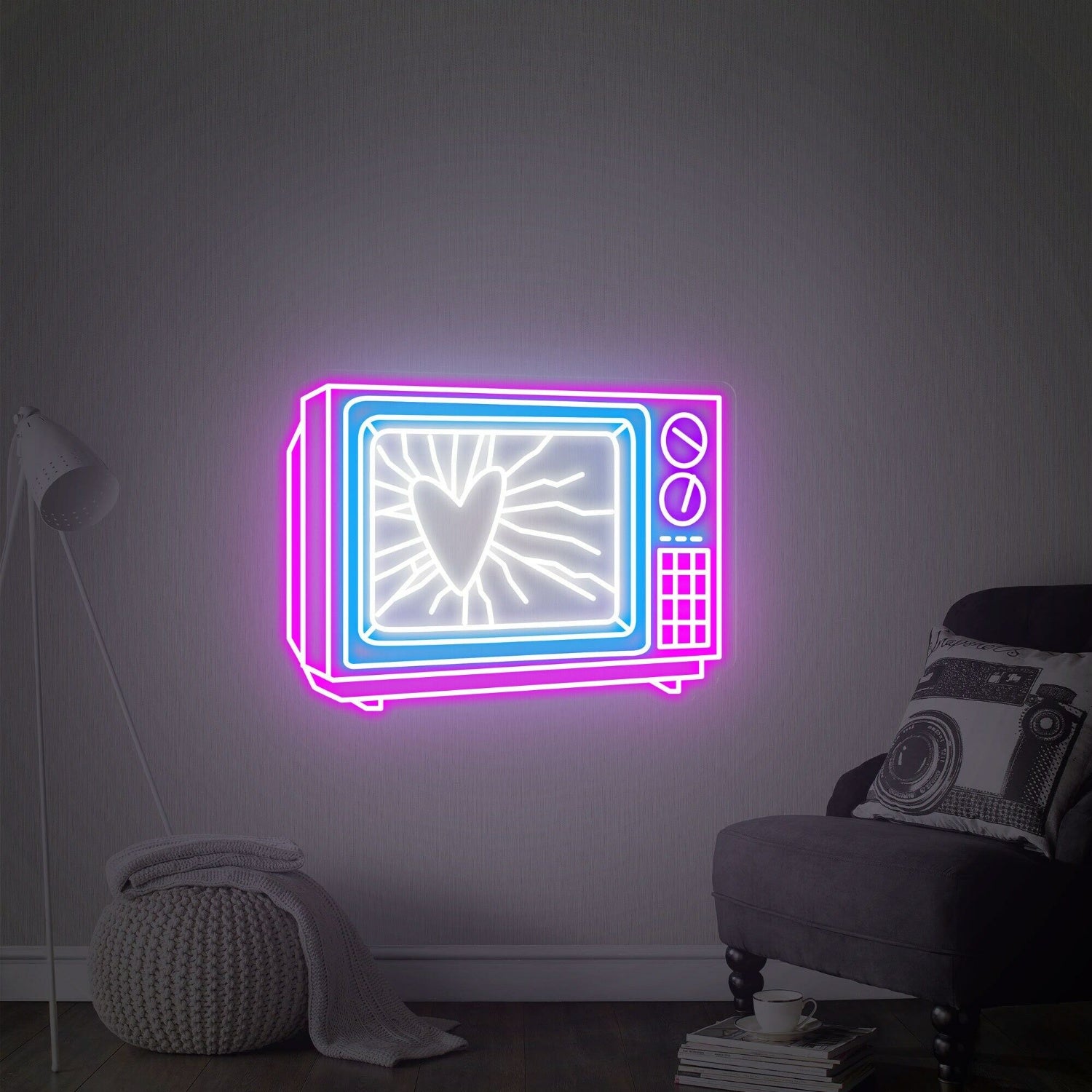 Game Room Bar Or Party Ambience With The Old Tv Led Neon Sign Wall Art | Shineneon