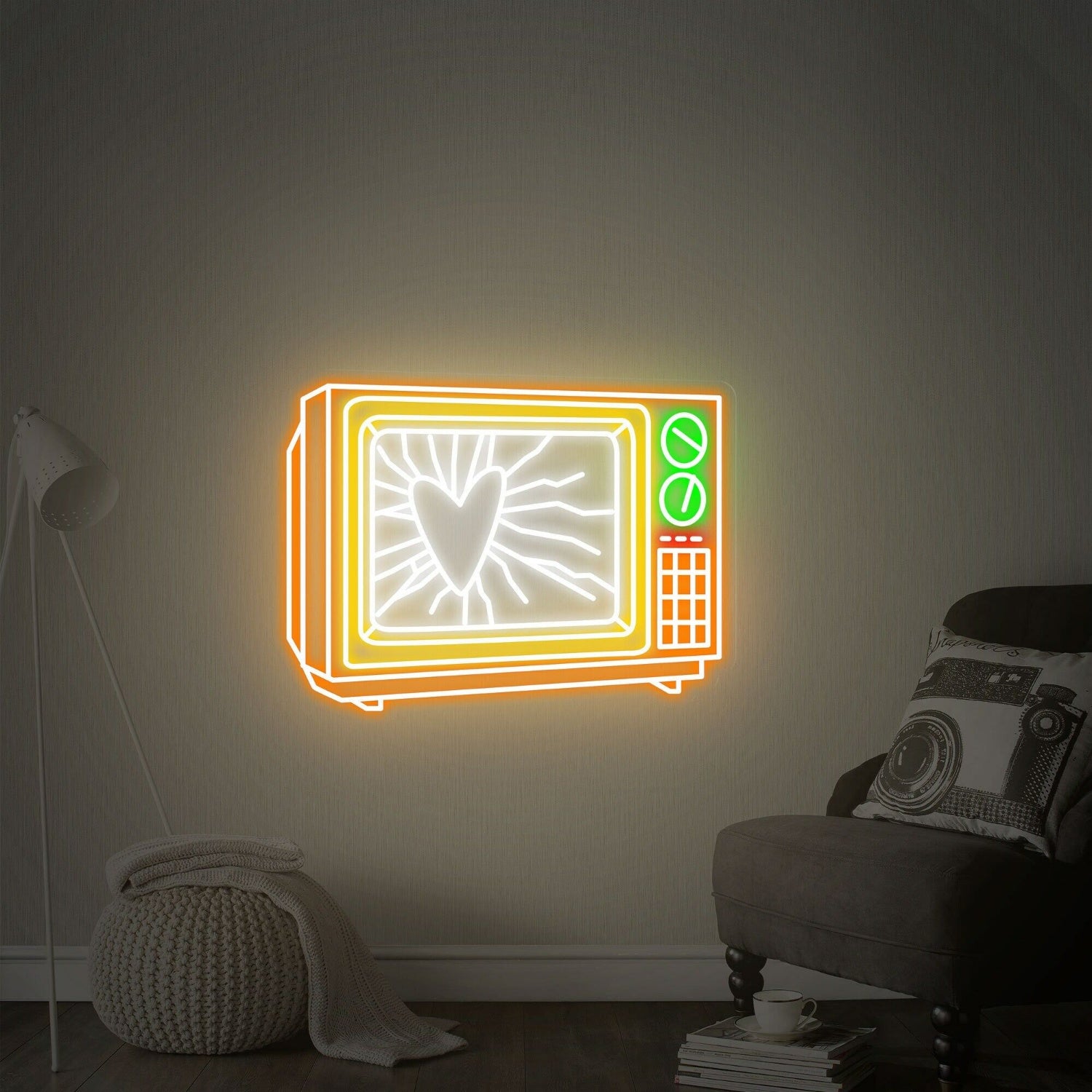 Game Room Bar Or Party Ambience With The Old Tv Led Neon Sign Wall Art | Shineneon