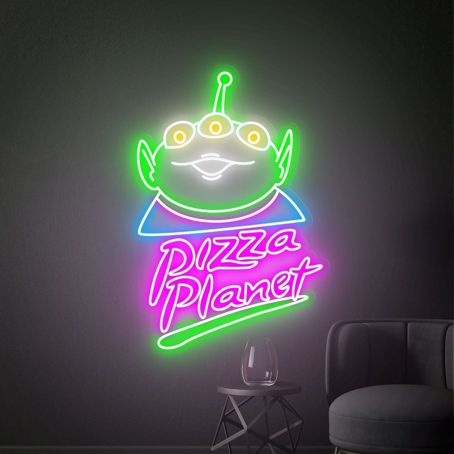 Game Room Movie Night With Pizza Planet Led Neon Sign - Shineneon