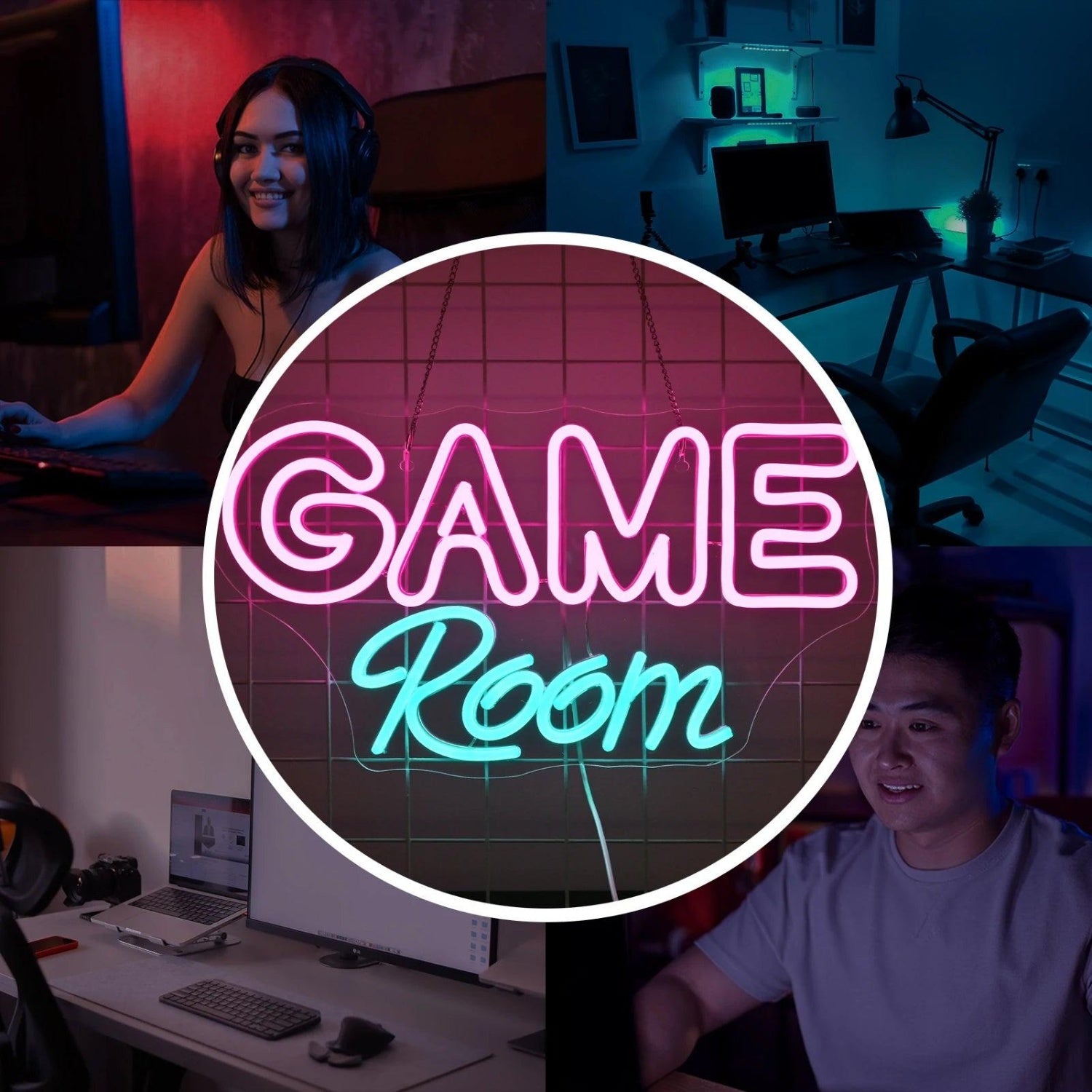 Game Room Pink Teal Led Neon Sign For Gaming Spaces Decor | Shineneon