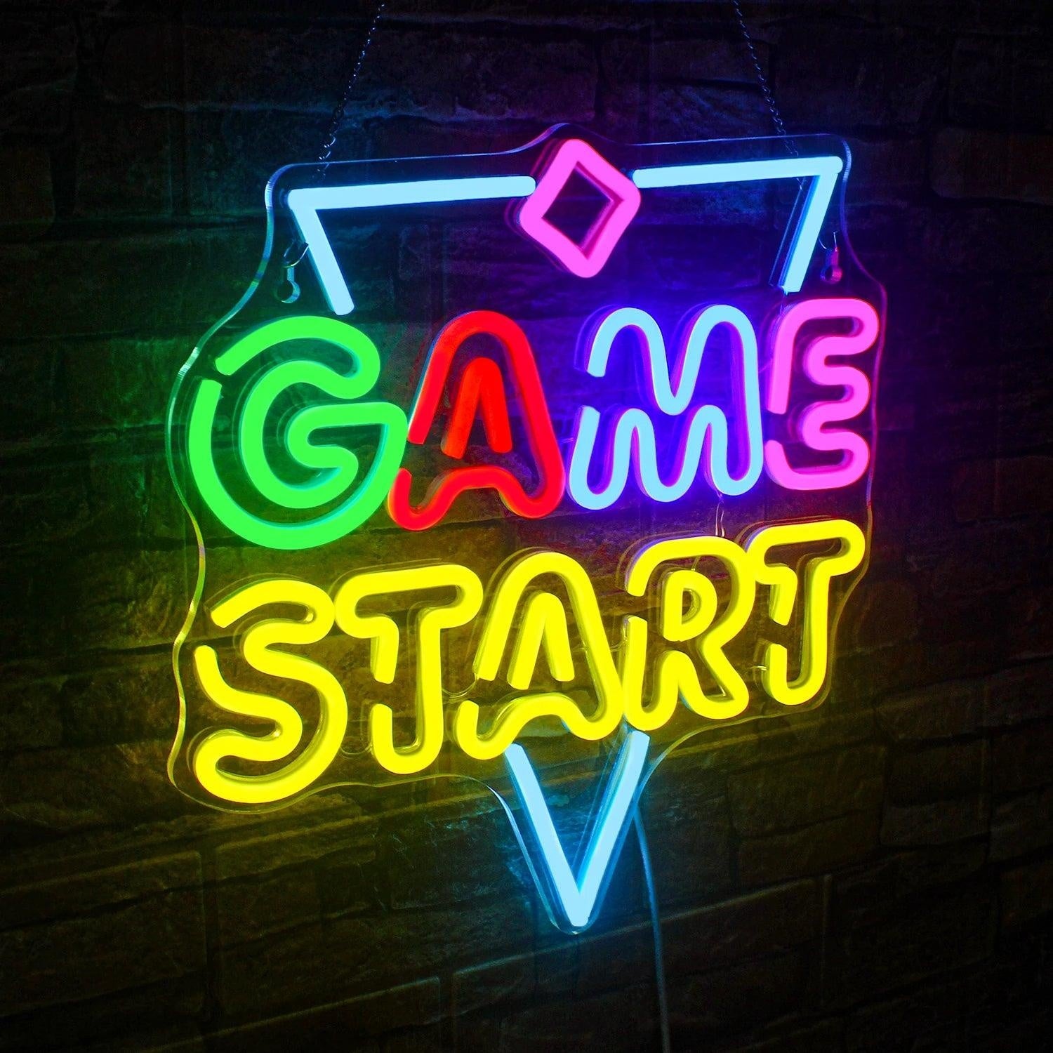 Game Start Multicolor Geometric Led Neon Sign For Gaming Room Decor | Shineneon