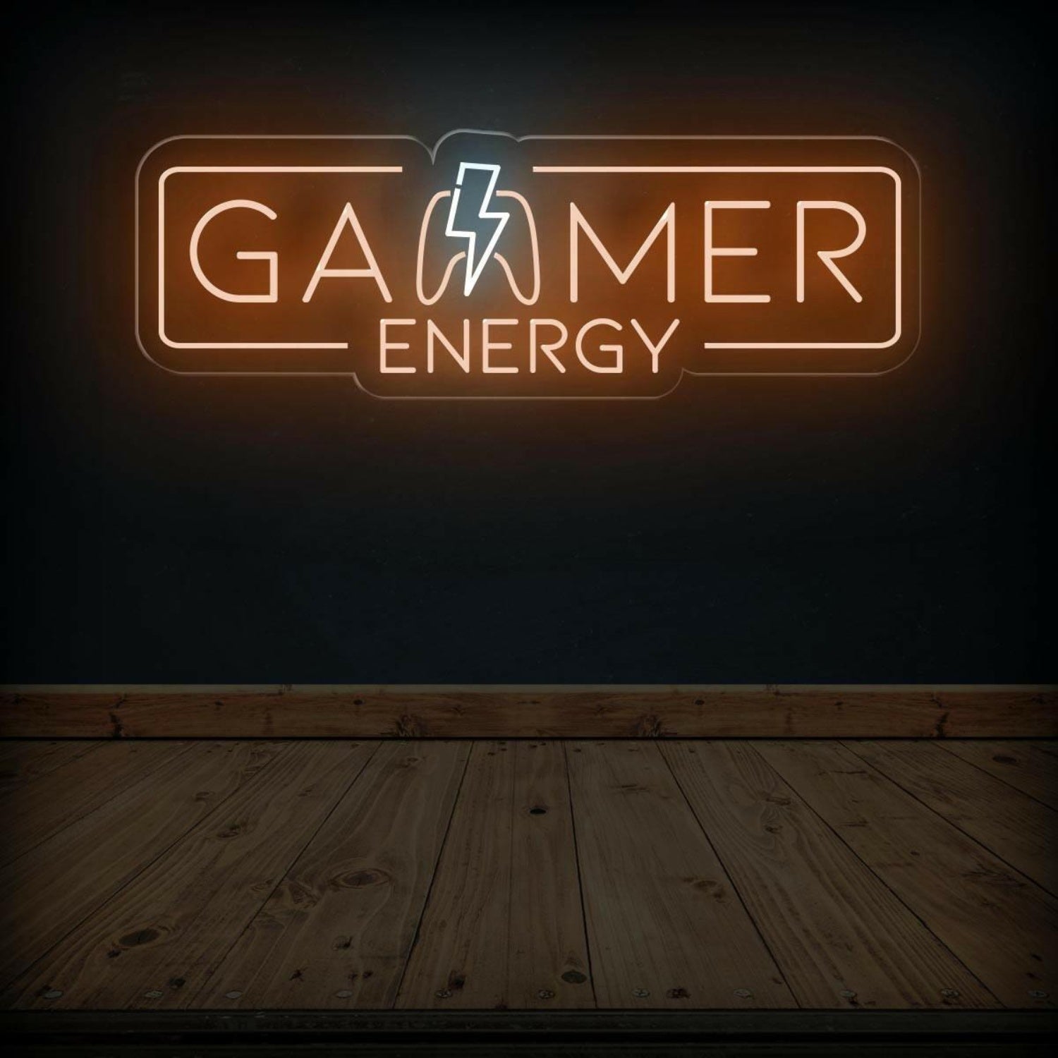 Gamer Energy Lightning Led Neon Sign Warm Orange White Gaming Room Decor | Shineneon
