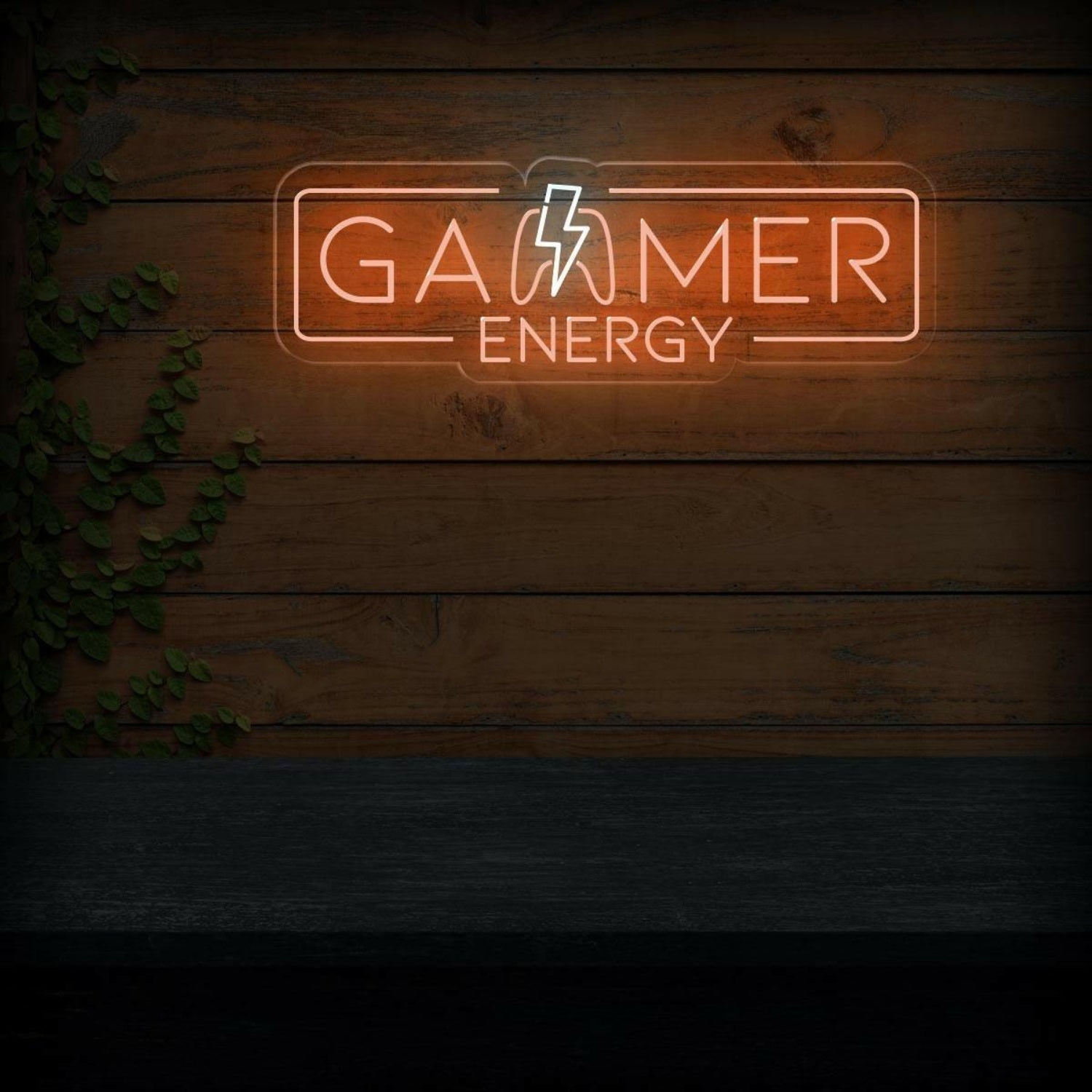 Gamer Energy Lightning Led Neon Sign Warm Orange White Gaming Room Decor | Shineneon