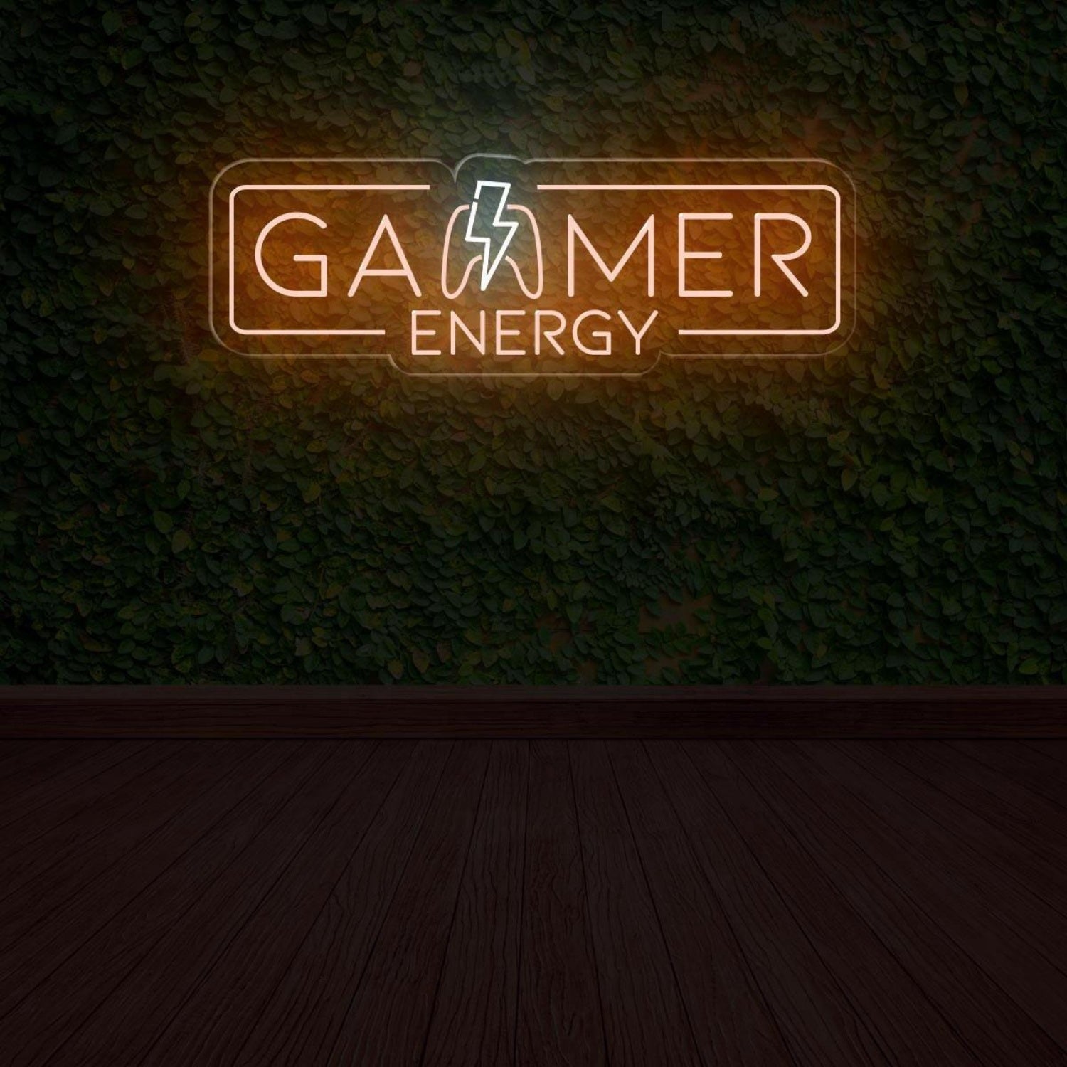 Gamer Energy Lightning Led Neon Sign Warm Orange White Gaming Room Decor | Shineneon