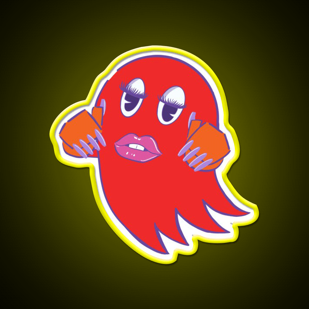 Gamer Ghost Red Nail Salon Led Neon Sign Rgb Color - Custom LED neon sign front view