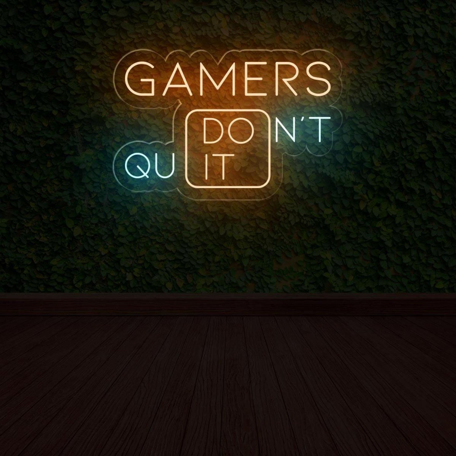 Gamers Dont Quit Split-Text Blue-Yellow Led Neon Sign For Game Room | Shineneon