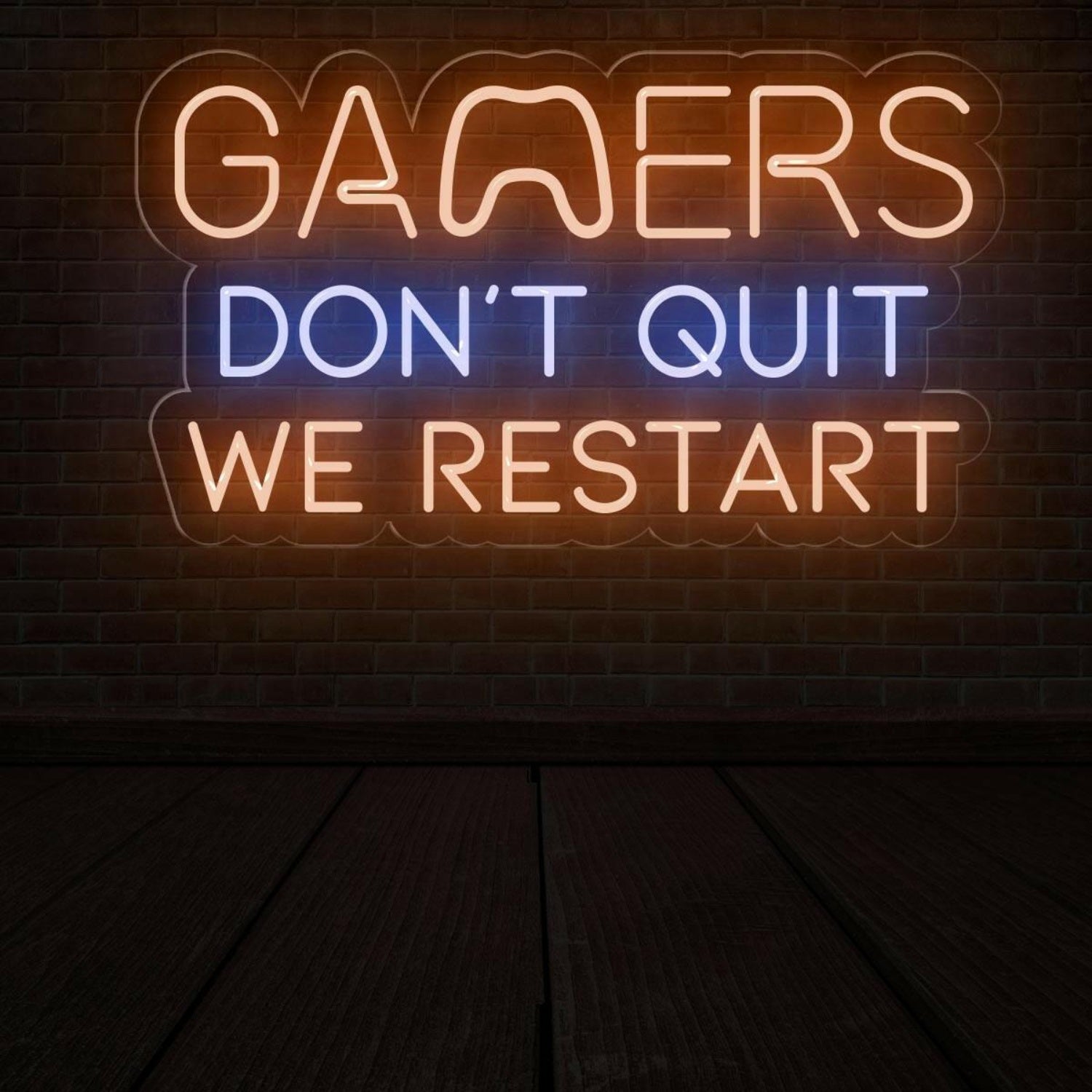 Gamers Dont Quit Yellow-Blue Led Neon Sign For Gaming Room | Shineneon