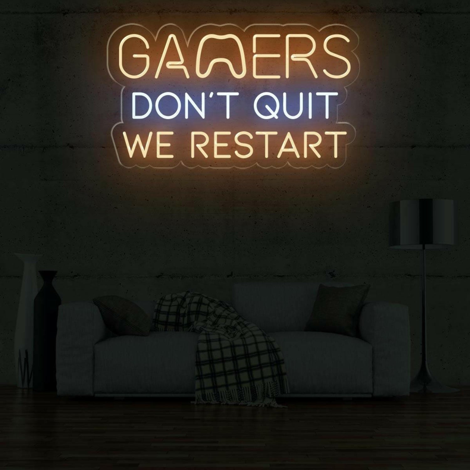 Gamers Dont Quit Yellow-Blue Led Neon Sign For Gaming Room | Shineneon