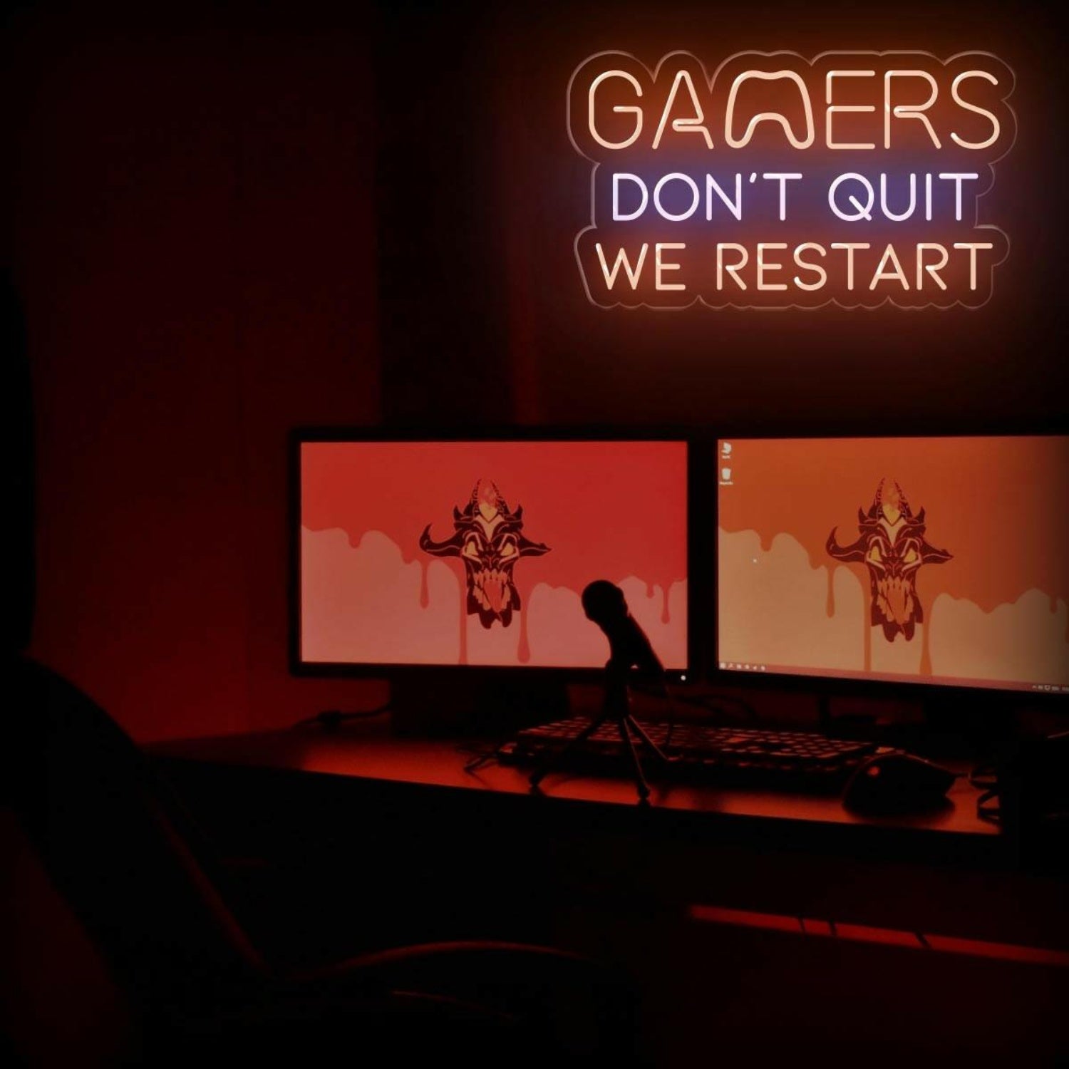 Gamers Dont Quit Yellow-Blue Led Neon Sign For Gaming Room | Shineneon