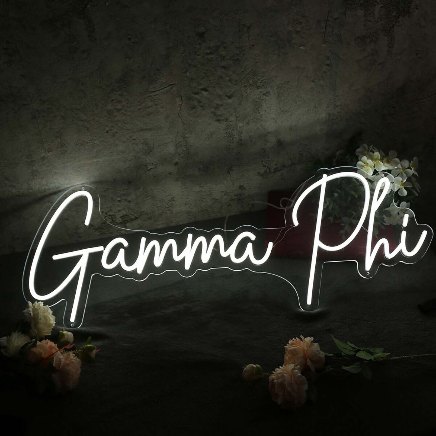 Gamma Phi White Led Neon Sign Fsorority And College Decor - Shineneon