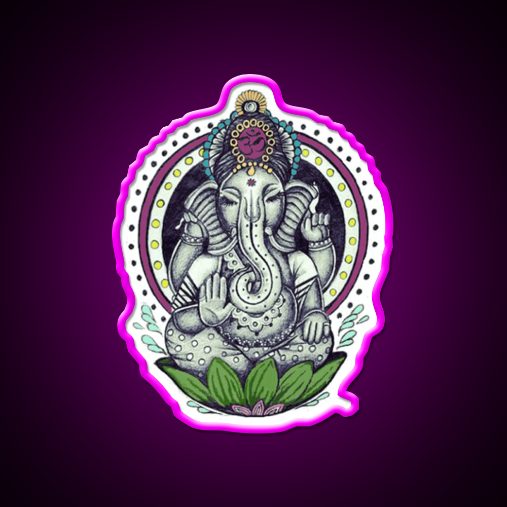 Ganesha Yoga Led Neon Sign For Wellness Space Rgb Color