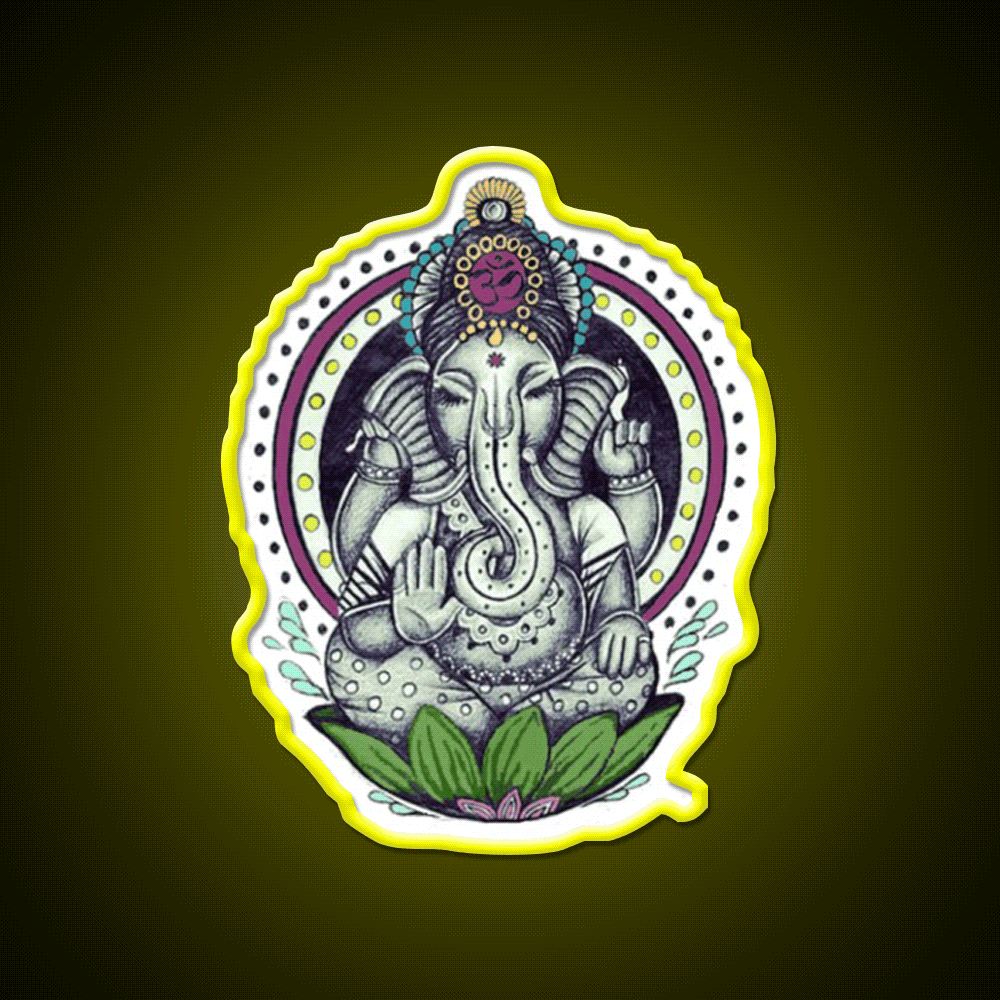 Ganesha Yoga Led Neon Sign For Wellness Space Rgb Color