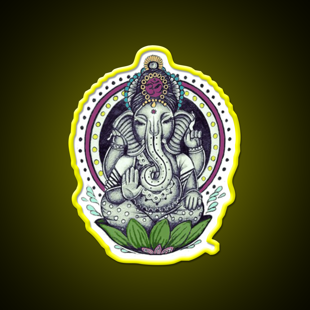 Ganesha Yoga Led Neon Sign For Wellness Space Rgb Color