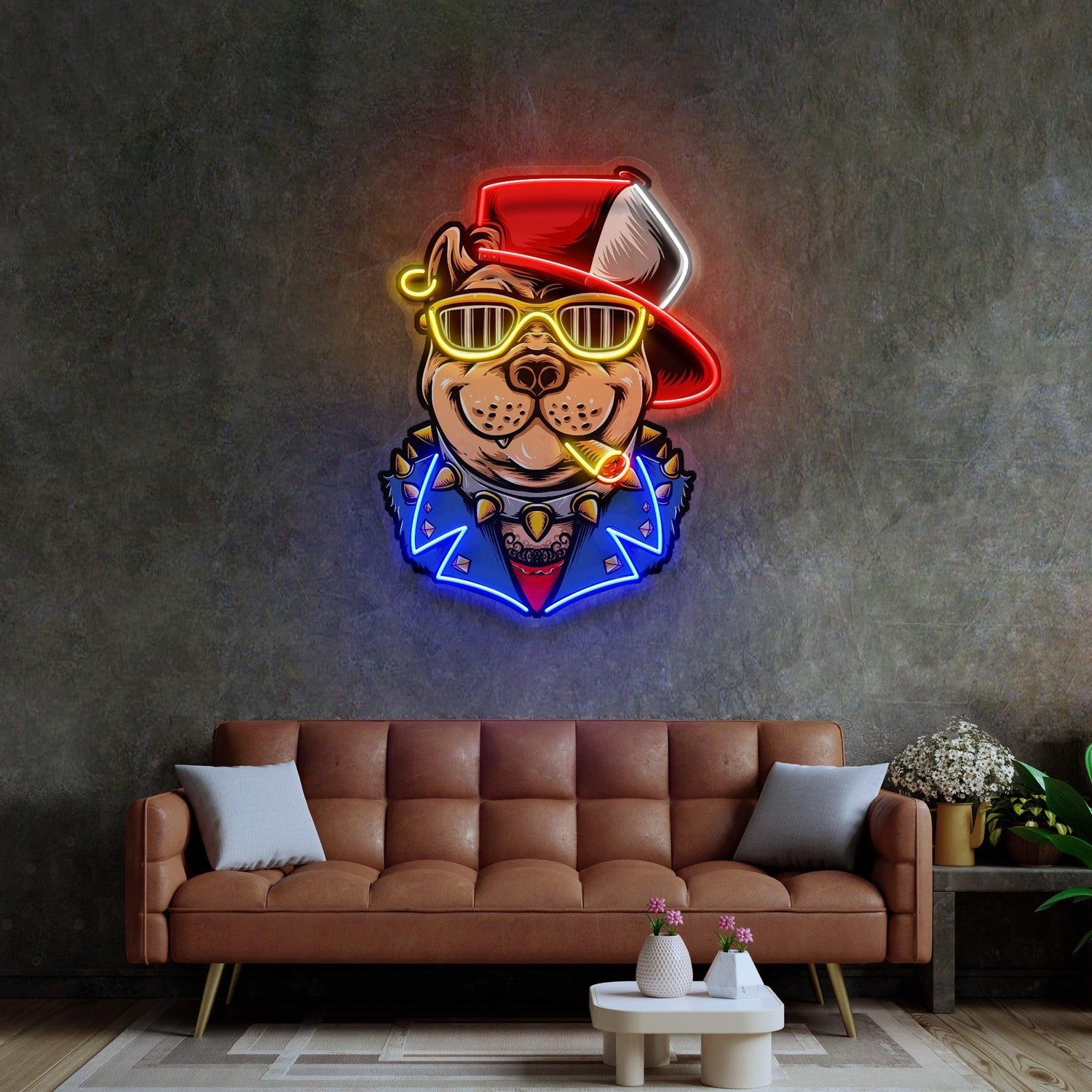 Gangster Dog Multi-Color Uv Printed Led Neon Sign For Urban Indoor Wall Decor | Shineneon