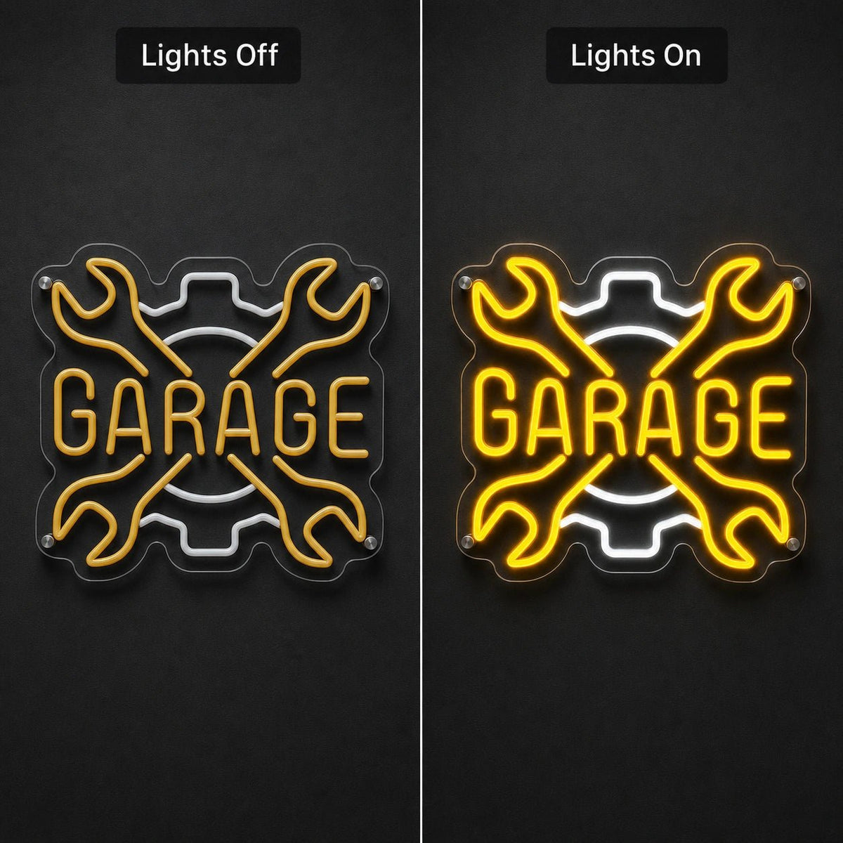 Garage Crossed Wrenches And Gear LED Neon Sign - Shineneon