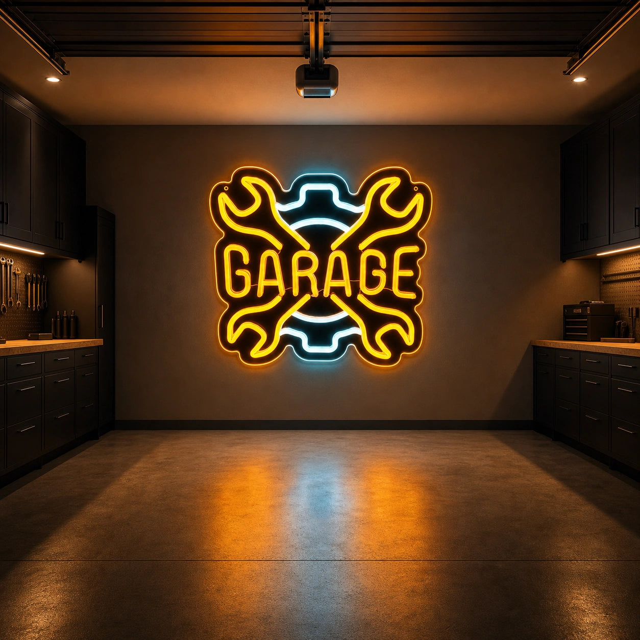Garage Crossed Wrenches And Gear LED Neon Sign Home Bar Wall Decoration size image